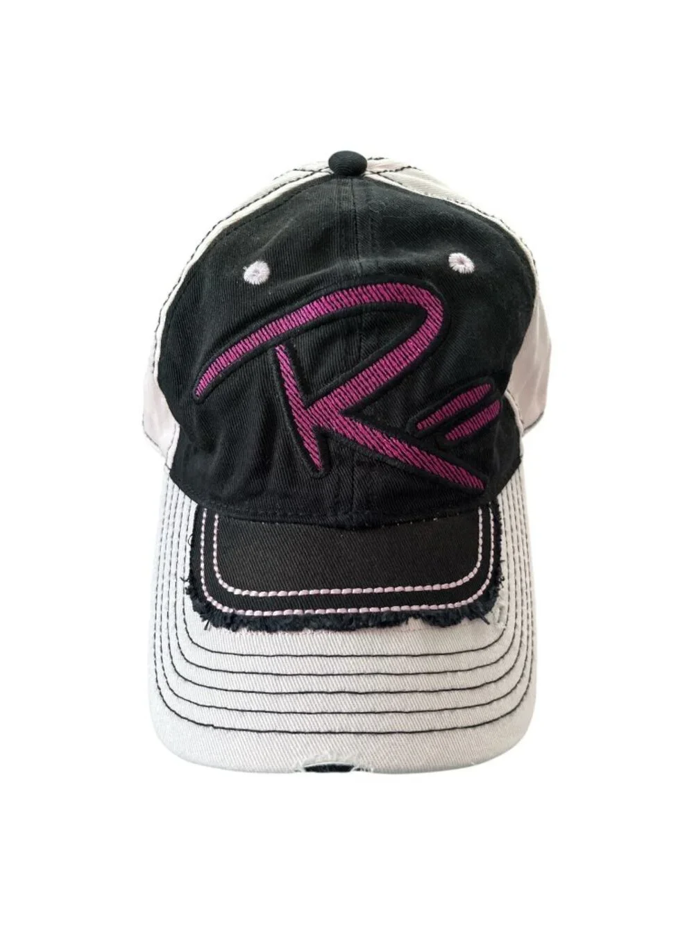 Vintage Rascal Flatts Distressed Embroidered Adjustable Baseball Cap Black Pink